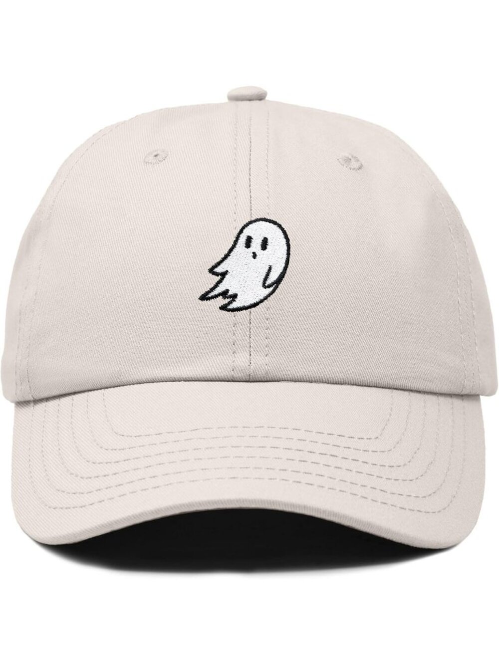 Unisax Beige Halloween Dalix Ghost Embroidered Cotton Adjustable Baseball Cap